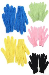 Whole1 Pair Shower Bath Gloves Exfoliating Wash Skin Spa Massage Scrub Body Scrubber Glove 9 Colorsradom color1110193