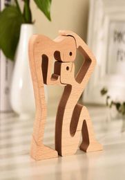 Beech Wood Two Man Handmade Sculpture Excellent Craftsmanship Wooden Statue For Family Friend Wife Hushand Special ECO Gift 2108044590332