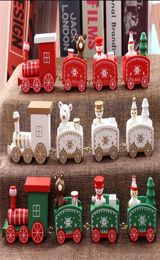 Christmas Decorations Wooden Train Children Christmas Day Gifts GreenWhiteRed Christmas Wood Train Snowflake Painted Xmas Decor 9789831