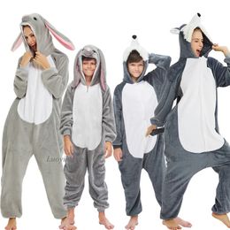 Kış Hayvan Wolf Onesie Kids Kigurumi Pijamalar Tek boynuzlu at pijamaları Kadınlar İçin Pijama Pijamaları Tulum Erkek Battaniye Uyuyanlar Tahilleri 240507