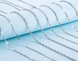 45cm 925 Sterling Silver Slim Figaro Chain Necklace men Women Girl Italy Jewellery kolye collares collane collier ketting sieraden2016125