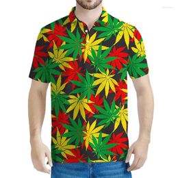 Men's Polos Fashion Plants Leaves Pattern Polo Shirt For Men 3D Printed Short Sleeves Tops Summer Street Oversized Lapel T-Shirts