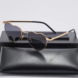 Sunglasses Small Oval Heart-shaped Metal Classic Female Aesthetic Brand Designer Trend Product Summer Girl UV400