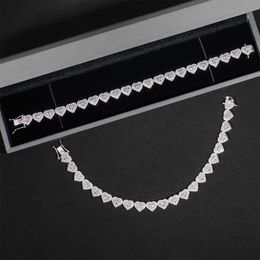 Pass Diamond Tester 925 Sterling Silver Vvs Moissanite 8 Mm Claw Set Heart Shape Tennis Bracelets