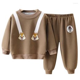 Clothing Sets MINISO 2024 Boys Spring Cute Breathable And Girls Long Sleeve Hoodie Korean Version Two-piece Children's Suit