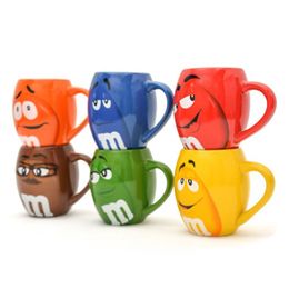 m&m beans coffee mugs tea cups and mugs cartoon cute expression mark large capacity drinkware Christmas gift Y200104 2588