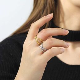 Wedding Rings Skyrim Open Cross Rings Women Stainless Steel Gold Colour Adjustable Finger Ring 2024 Kpop Party Jewellery Gift for Lover Friends