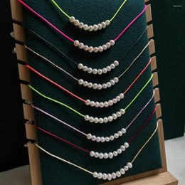 Choker Natural Freshwater Pearl Necklace For Women Colourful Rope Chain Small Potao Baroque Charm Smile Pendulum Stackable