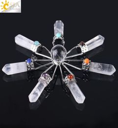 CSJA 7 Healing Point Energy Generator White Rose Quartz Amethyst Obsidian Natural Stone Reiki Crystal Ball Pendulum Chakra Bead Je4362631