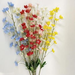 Decorative Flowers 2 Heads Artificial Silk Flower Bouquet Bell Hyacinth Orchid Wedding Wall Home Decoration Gift DIY Fake Plastic Plant