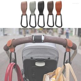 Stroller Parts Convenient Baby Hooks Clips Accessories Aluminum Alloy Carabiner For Hanging Diaper Bags PU Leather