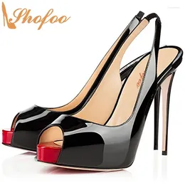 Dress Shoes Super High Heels Platform Slingback Pumps Open Back Classic Women Peep Toe Ladies Wedding Party Large Size 12 13 Shofoo