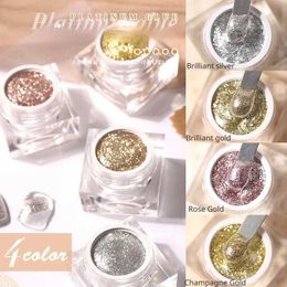 Nail Gel Glitter Glue Platinum Radiant Polish Crushed Diamond Set Colour Shift Pigment Powder Q240507