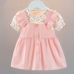 女の子のドレス花柄のプリントプリンセス服を着たエレガントな女の子のドレス