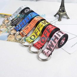 Mens and Womens Leather Belt Letter Embroidery Canvas Trend Double Loop Buckle Versatile Nylon
