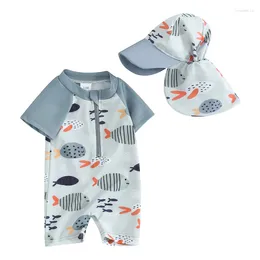 Clothing Sets Blotona Infant Baby Boy Swimsuit Short Sleeve Zipper Swimwear Toddler Rash Guard Bathing Suit Beachwear