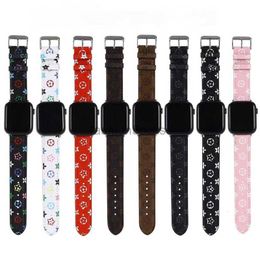 Designer Smart Watch Strap Fashion Apple Watch Band Bracelet For Iwatch4 3 2 1 5 6 7 Leather Wrist 38 40 41 42 44 45mm