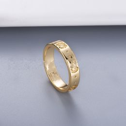 As Original logo G engrave boy girl band Ring 18K Gold Silver letter Rings Women men designer lovers wedding Jewellery Lady Party Gifts USA size 6 7 8 9 10