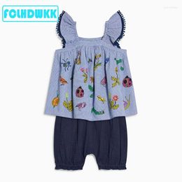 Clothing Sets 2024 Summer Casual Kids Baby Girls Clothes Heart Printed Girl Tops Shirt Shorts Pants Suits Set