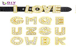 130PCS 8MM Gold Colour Slide Letters Charms English Alphabet AZ Fit Bracelet Wristband Pet Name Collar Dog Collar LSSL071303008674