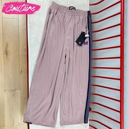 Men's Pants 2024 Purple Knitted Stripe Pants for Men and Women Embroidered Butterfly Pants Pink Brown Japan Harajuku Trousers J240507