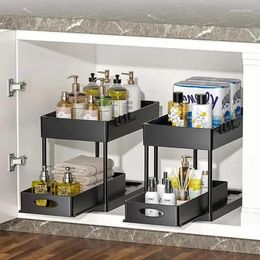 Storage Kitchen Under Sink Organizer Rack 2 Tier Shampoo Detergent Cabinet Spices Bathroom Cosmetics 1Pcs