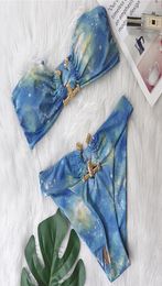 Bikini Set Designer Luxury Metal Accessories Female Sequin Ladies Sexy Solid Color Tube Top Swimsuit1792769