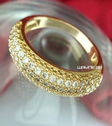 GOLD Filled SIMULATED DIAMOND WEDDING ETERNITY WOMENS 18 RINGS sz MS R2667290556