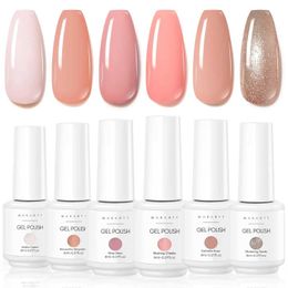 Nail Gel Makartt Polish Nude Gillter Pink Brown Neutral 6 PCS 8ML Soak Off UV LED All Seasons Manicure DIY Varnish Q240507