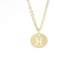 Zodiac signs birthday necklace 316l stainless steel Pisces 18k gold plated 12 constellation pendant women jewelry gift7942930