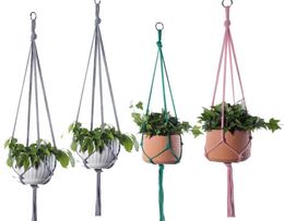 Colourful Hemp Rope Plant Hanger Hanging Planter Net Basket With Hook Indoor Outdoor Home Garden Balcony Decor2238717