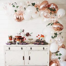 Party Decoration Rose Gold And White Balloon Garland Arch Kit Latex Artificial Leaves For Birthday Wedding Bridal Shower Decor