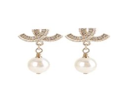 diamond pearl drop dangle earring French luxury brand gold earrings letter barnd fashion fashion designer for women party gift wed6298722