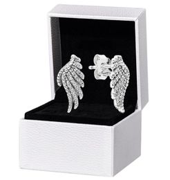 Authentic 925 Sterling Silver Wing Stud Earring Original box for CZ diamond Feather Earrings Women gift Jewellery set8325095