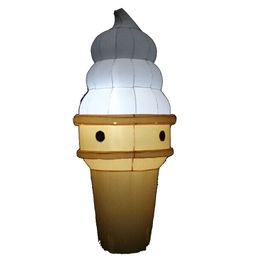 wholesale 6m 20ft Outdoor giant inflatable ice cream cone with led lights for shop advertisement LOGO printable