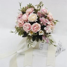 Decorative Flowers 10 Head Peony Artificial Silk Flower Fake Bouquet Household Table Wedding Supplies DIY Arrangement