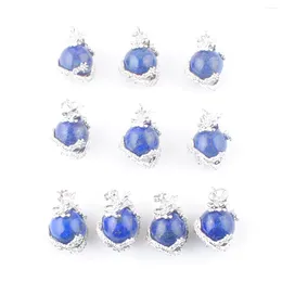 Pendant Necklaces Lapis Lazuli Stone Natural Round Ball 16mm Bead Pendants Dragon Wrap Reiki Chakra Healing Amulet Jewellery Wholesale 10Pcs