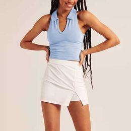 Two Piece Dress Sean Tsing Tennis Vests Skirts Women Slveless Turn-Down Collar Polo Tank Tops Mini Skorts Badminton Bowling Sport Outfit Y240508