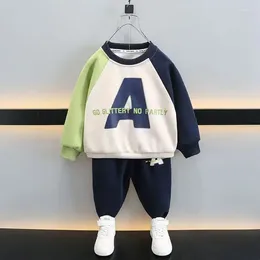 Clothing Sets Children's Spring And Autumn Boys Sweater Set 2024 Fashionable Net Red Pants Two Piece Kids Outfits