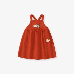 Girl's Dresses Jumping Metres 2-7T Years Strap Girls Dresses Childrens Clothing Autumn Spring Animals Pockets Baby Costume Frocks CostumeL2405