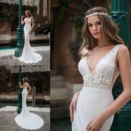 High Satin Quality Lace With Pentelei Dress Applique Beaded Wedding Dresses Mermaid Sweep Train Backless Bridal Gowns es