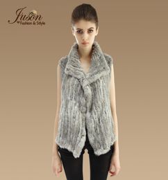 WholeFashion Real Knitted Rabbit Fur Vest Natural Female Irregular Rabbit Fur Gilet Genuine Winter Warm Rabbit Fur Waistcoats5689155