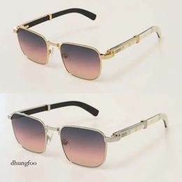 Selling 0363S Sunglasses Original Genuine Natural black and white vertical stripes horn Male Female Glasses Square Unisex Gold-Black Buffalo Horn New 6899