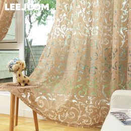Curtain European Style Curtains For Living Room Floral Jacquard Tulle Hollow Out Retro Pattern Fabric Home Decor 1PC