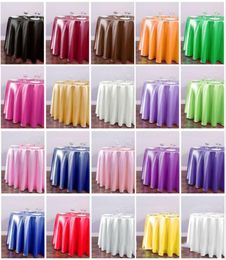 22 Colours el Tablecloth 145145CM Solid Round Satin Table Cloth Cover For Christmas Wedding Party Restaurant Banquet Decor2373522