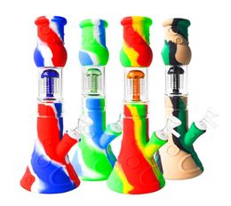 125 Silicone Beaker Bong Dab Rig Water Pipe with 6 arm tree perc cage water pipe bong dab rig2322268