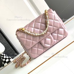 Tasarımcı Flep Bag 17cm Kuzu Dinek Tasarımcı Kadın Çanta Yüksek Kaliteli Omuz Çantası Tasarımcı Crossbody Çanta 10A Ayna Kaliteli Zincir Çantası Kutu C200