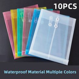 A4 10PCS Document Bag Transparent Plastic File Thickened Waterproof Vertical Rope Wrapped 240507