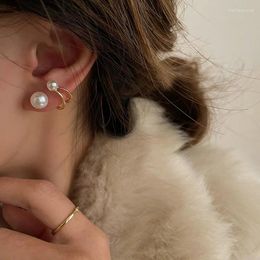 Stud Earrings 1Pairs Korea Elegant Cute Pearl Hoop For Women Classic Small Zircon Huggie Earring Wedding Kpop Jewlery Gift