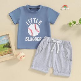 Clothing Sets Toddler Baby Boy Summer Outfit Round Neck Short Sleeve Baseball Print Top Elastic Shorts Cute Infant Born Clothes